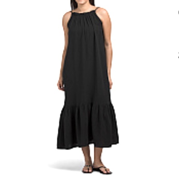Black Cotton Gauze Midi Dress – Size M/L – NWT($70) - Picture 1 of 2